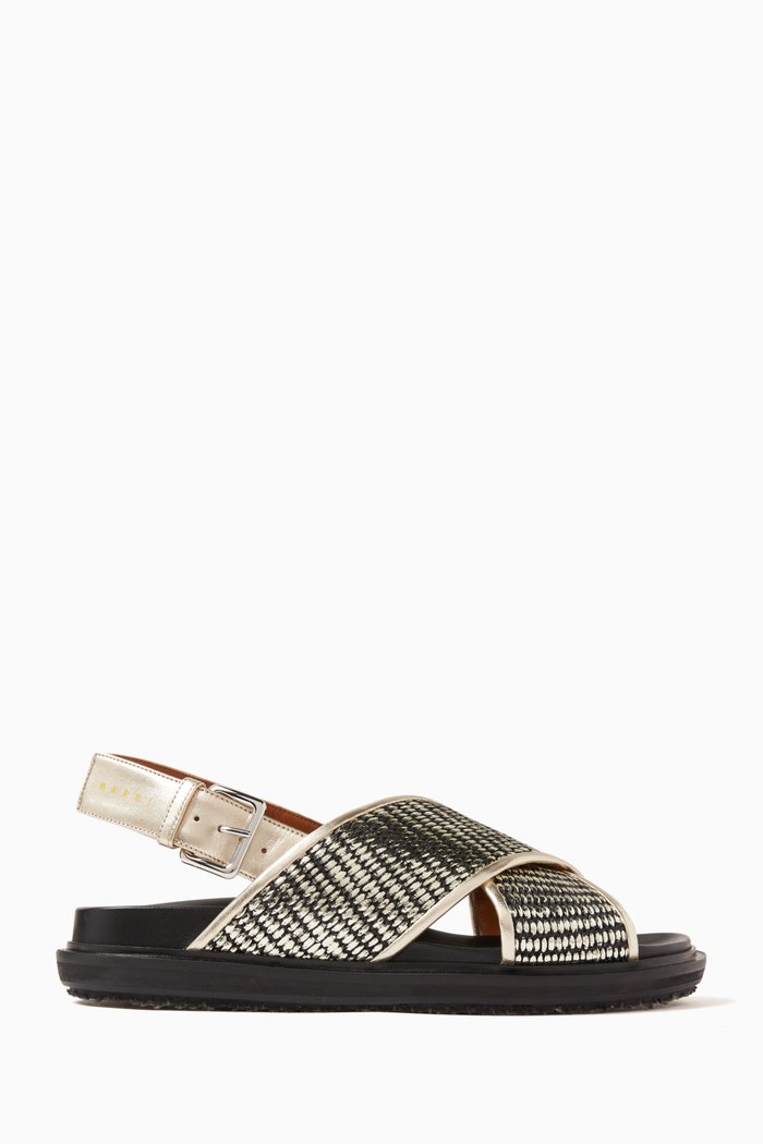 

Fussbett Sandals in Raffia & Metallic-leather, Multicolour