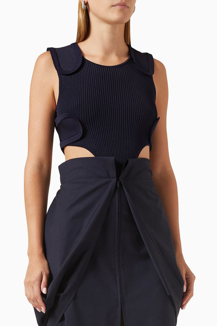 

Bronik Ribbed Bodysuit in Viscose-knit, Blue