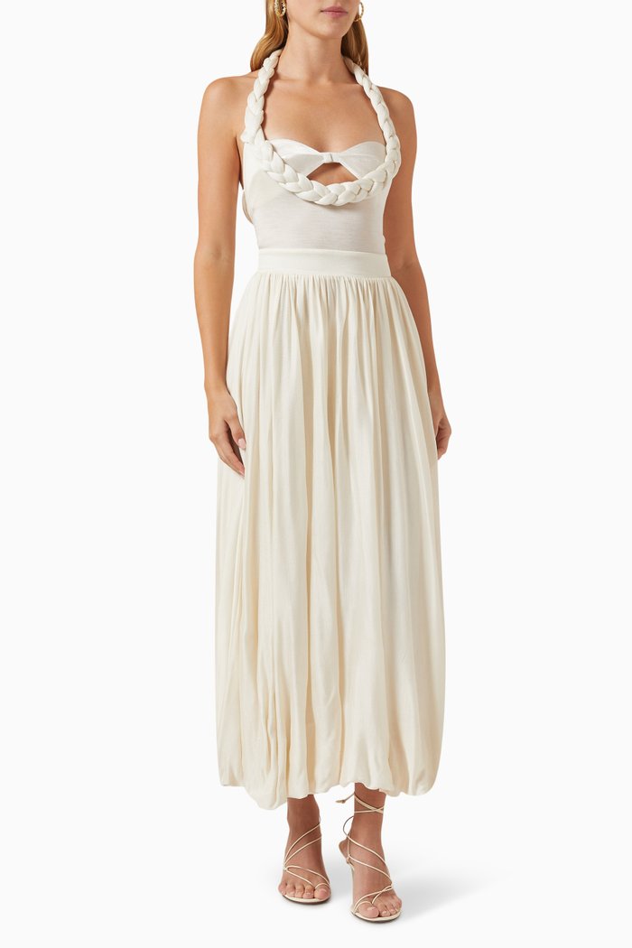 

Kosa Braid Maxi Dress in Silk-jersey, Neutral