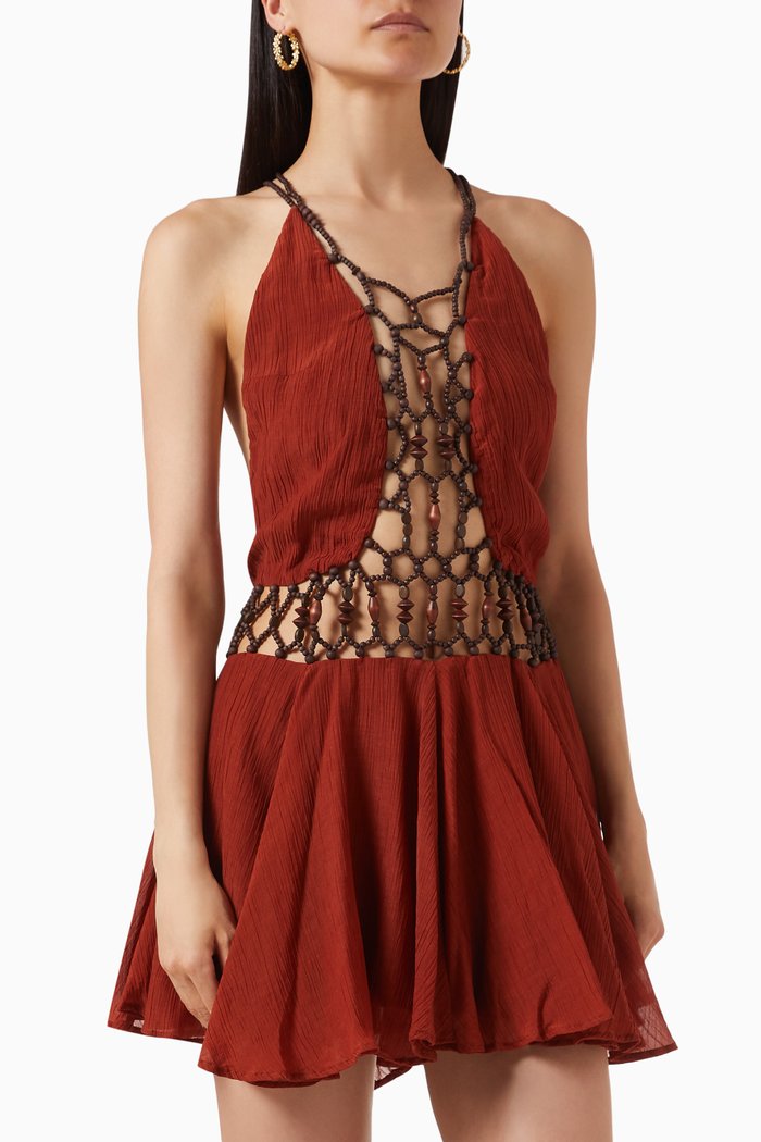 

Carlina Mini Dress in Cupro, Brown