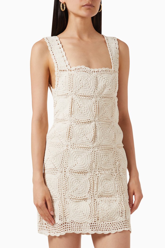 

Pulau Mini Dress in Crochet, Neutral