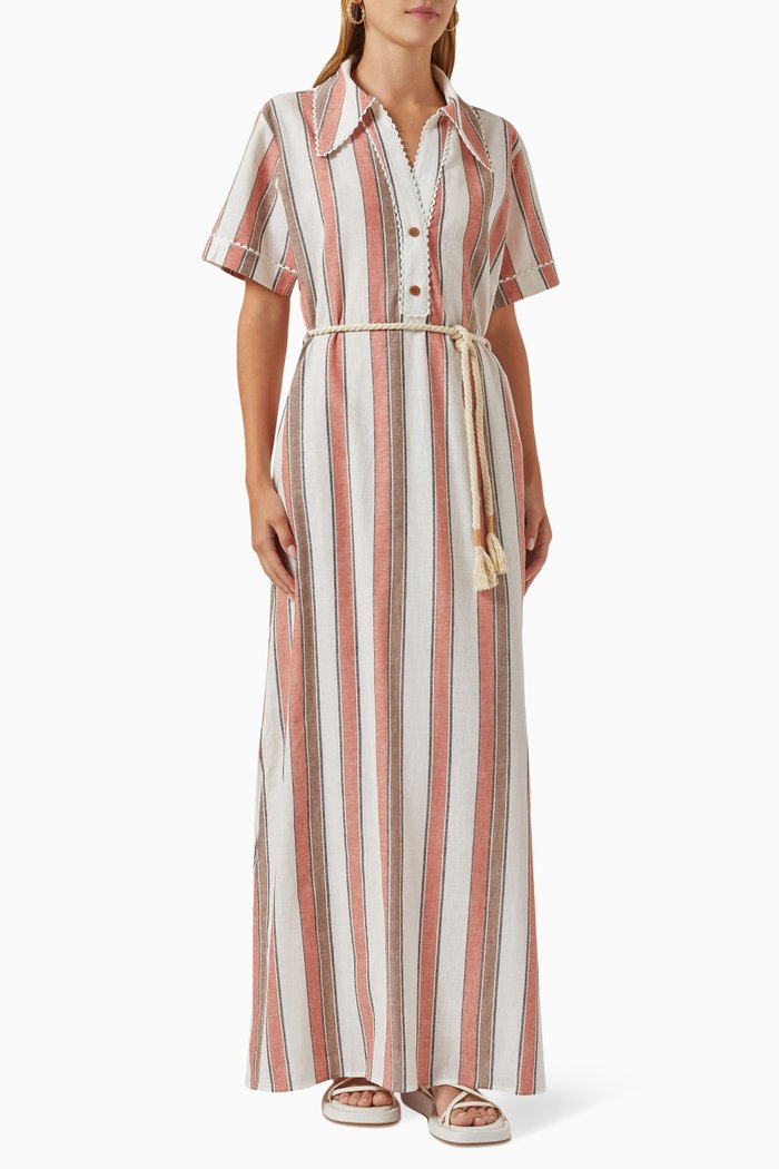 

Celena Shirt Dress in Cotton & Linen, Multicolour
