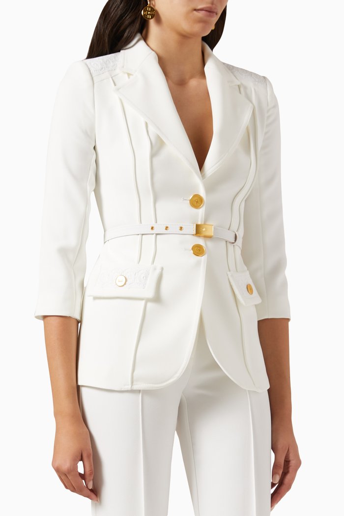 

Loose-fit Jacket in Stretch Crêpe, White