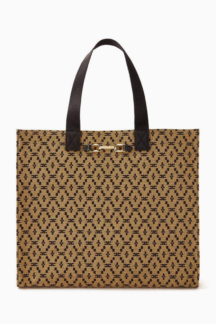 

Large Raffia Tote Bag in Jacquard, Neutral