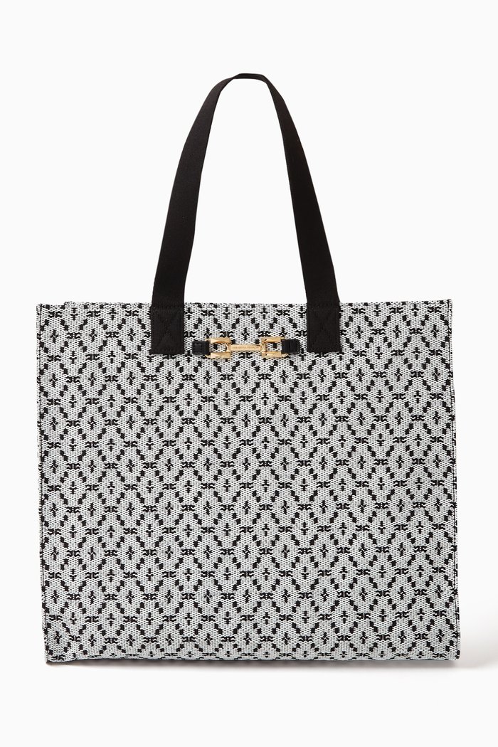 

Large Raffia Tote Bag in Jacquard, White