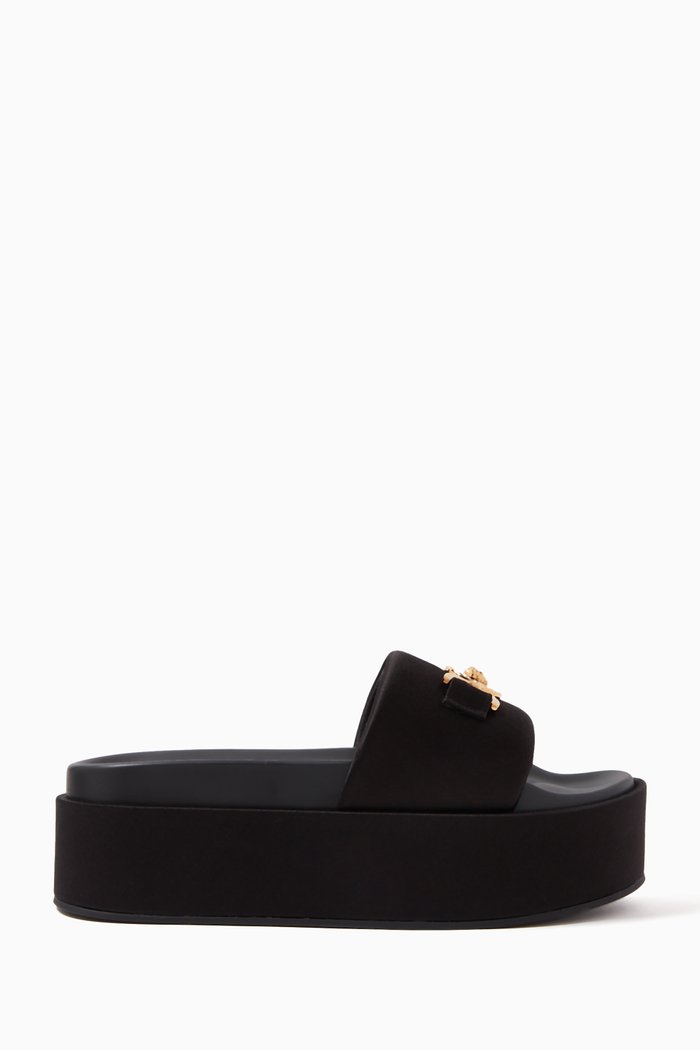 

Meduse 95' Platform Sandals in Satin, Black