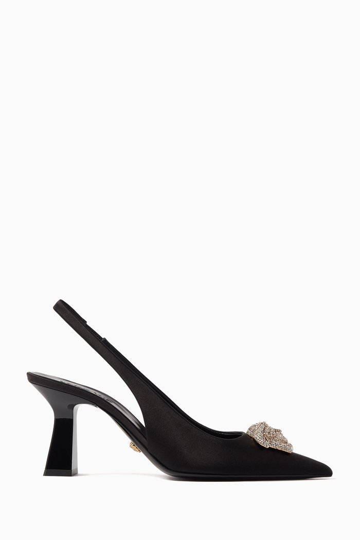 

Crystal La Medusa Sling Back 105 Sandals in Satin, Black