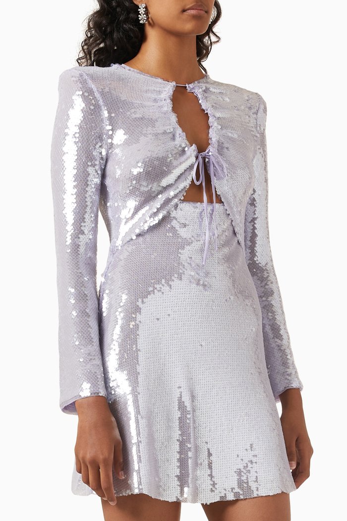 

Sequin-embellished Mini Dress, Purple