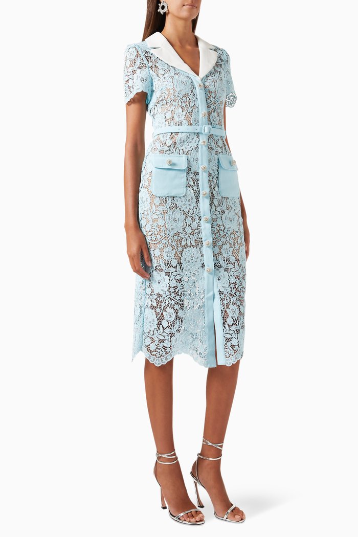

Cord Lace Midi Dress, Blue