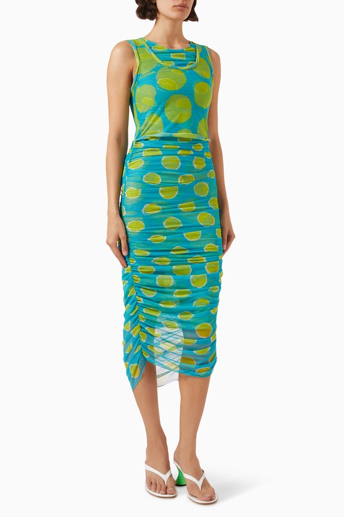 

Cielo Midi Dress in Mesh, Blue