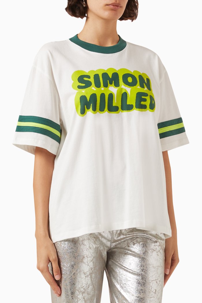

Reseda Logo Print T-shirt in Organic Cotton, White