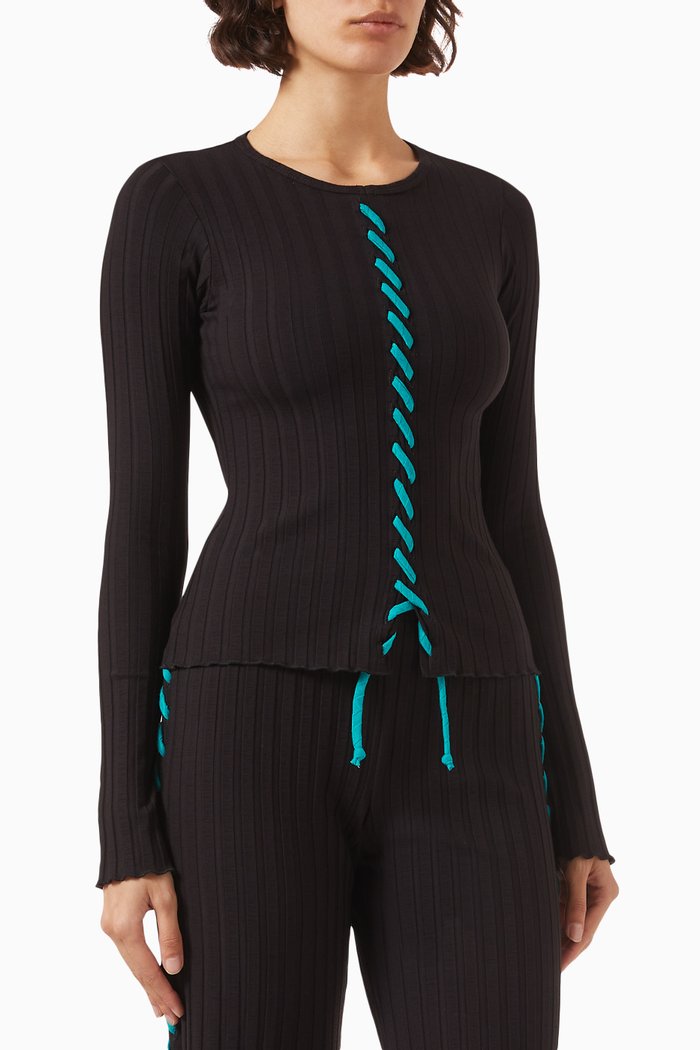 Devola Top in Stretch Cotton-jersey, Black