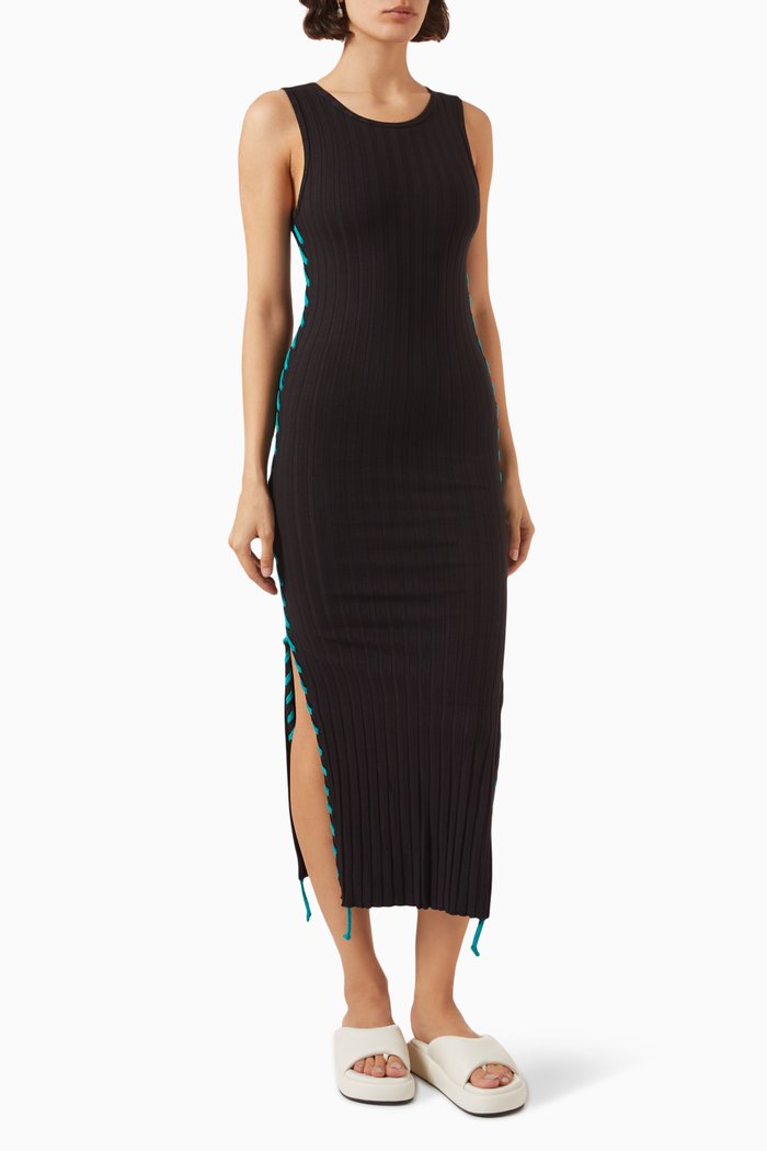 

Blix Midi Dress in Stretch Cotton-jersey, Black