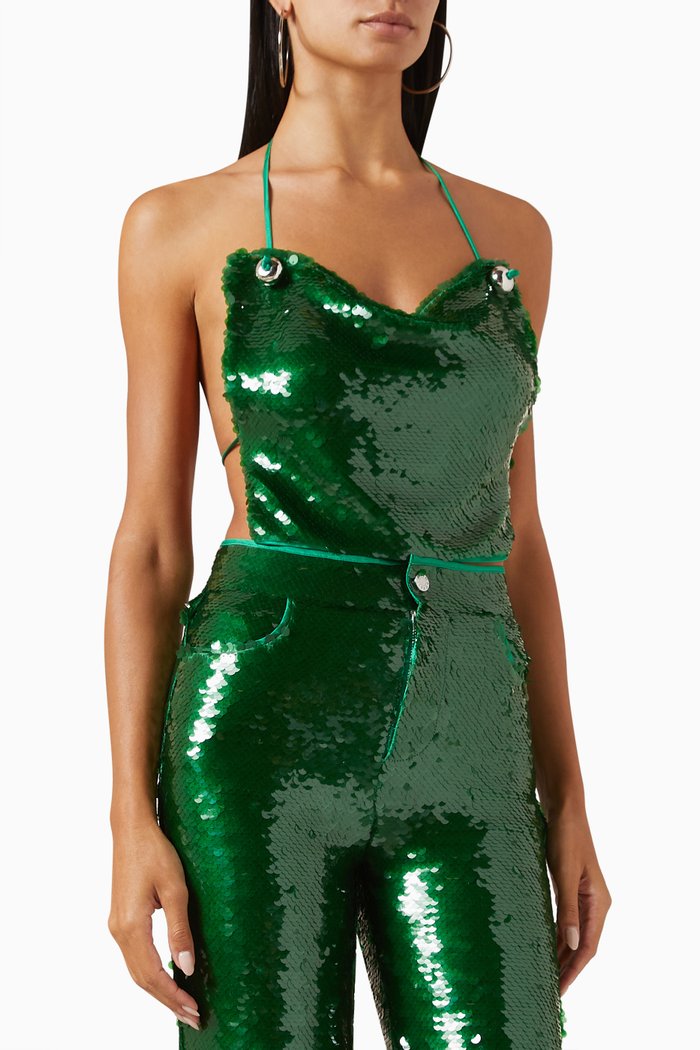 

Vegas Top in Sequin, Green