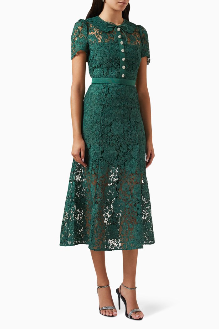 

Cord Lace Midi Dress, Green