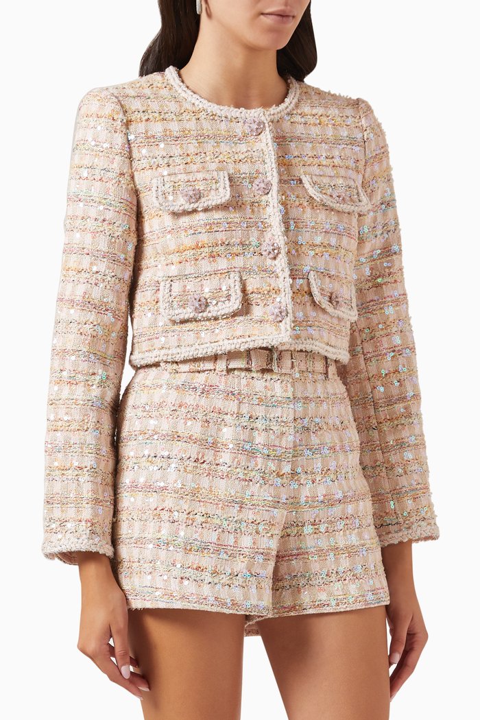 

Sequin Boucle Jacket, Pink