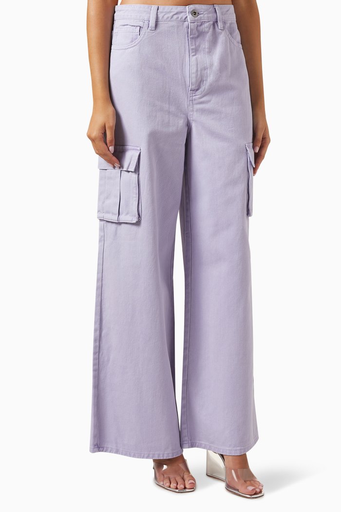 

Denim Cargo Jeans, Purple