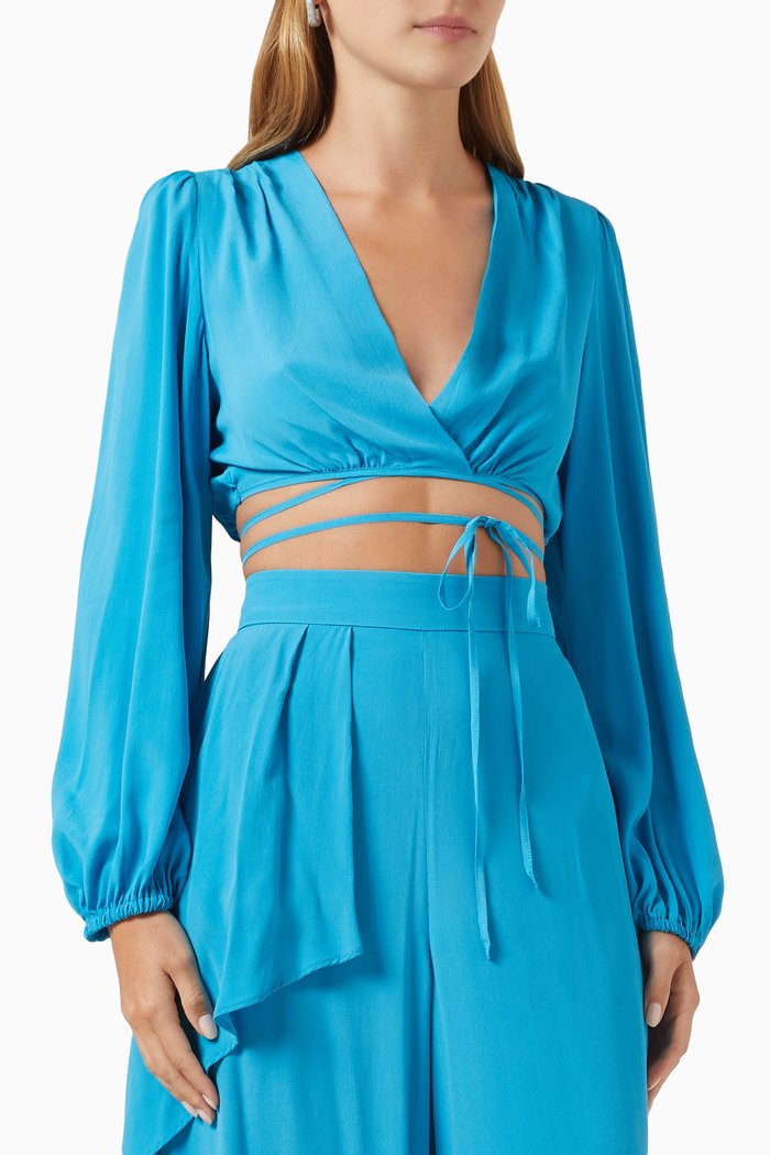 

Chieti Bolero Shrug in Silk-blend Crepe, Blue