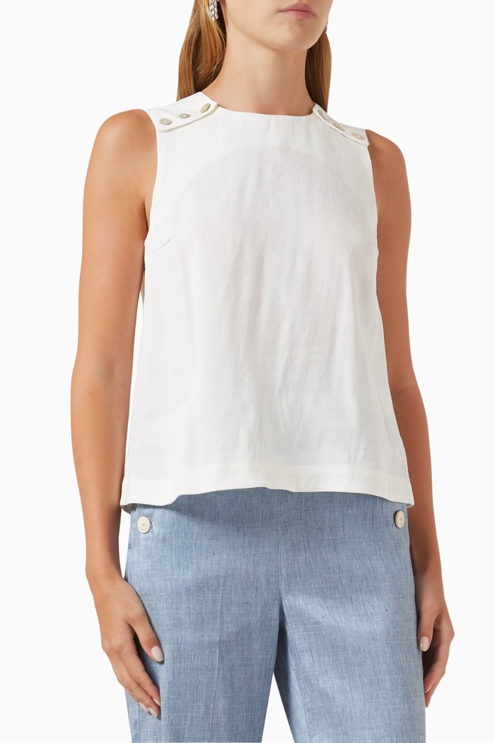 

Cognac Top in Stretch Linen-blend, White