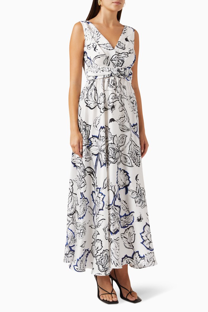 Germana Printed Maxi Dress in Satin, Neutral