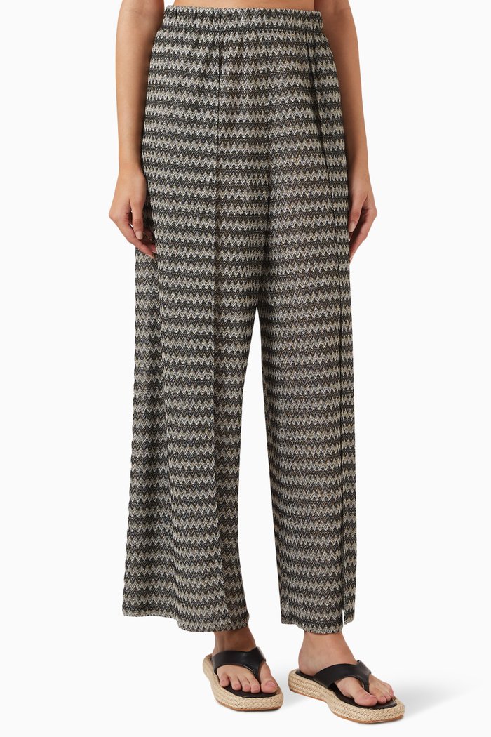 

Balcone Wide-leg Pants in Lurex-jacquard Jersey, Black