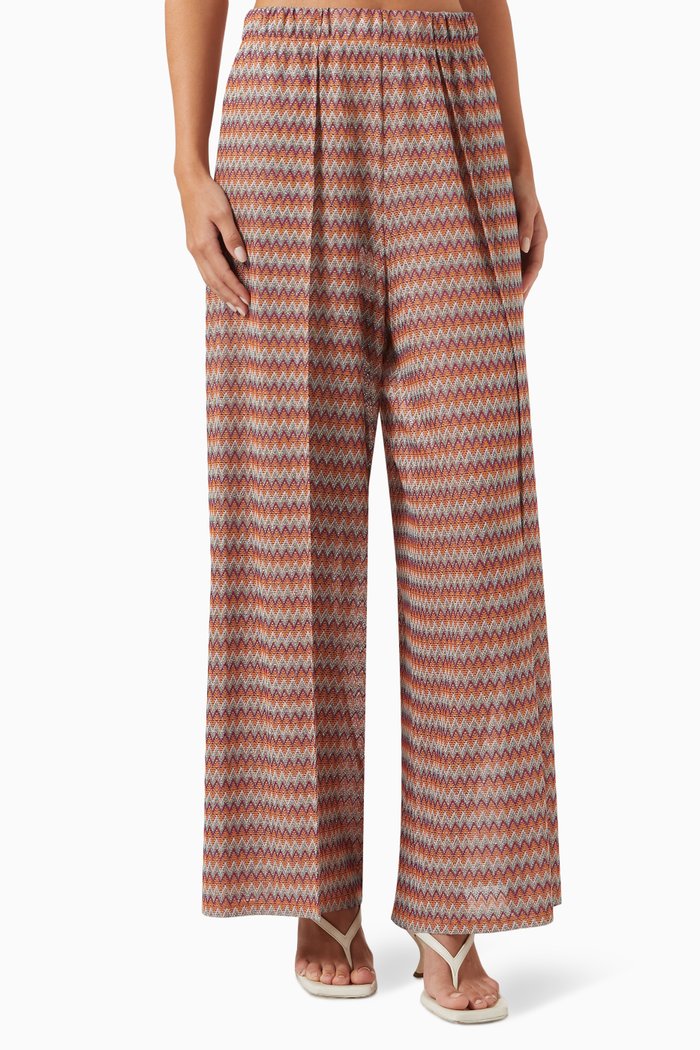 

Balcone Wide-leg Pants in Lurex-jacquard Jersey, Brown