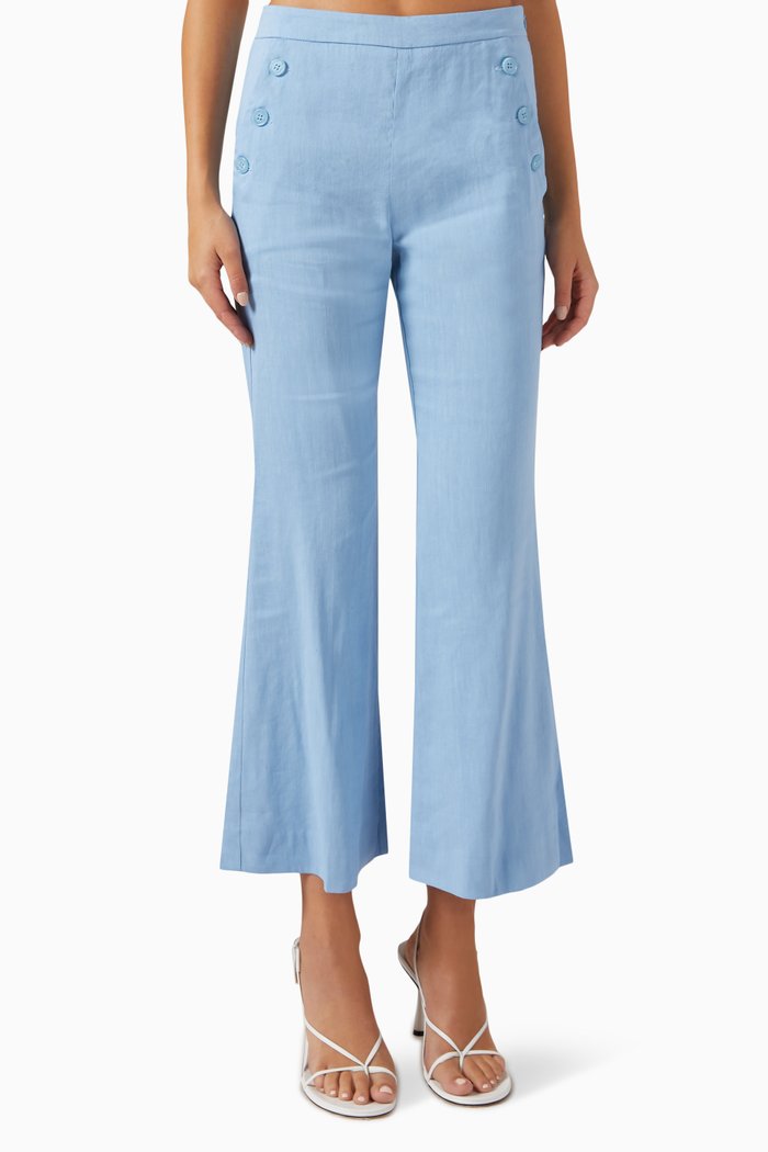 

Celso Flared Pants in Stretch Linen-blend, Blue