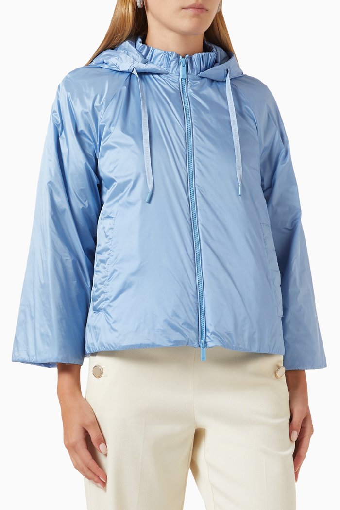 

Epsilon Hooded Down Jacket in Satin, Blue