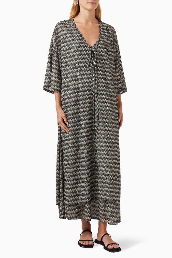 

Eremita Beach Coverup Robe in Lurex-jacquard Jersey, Black