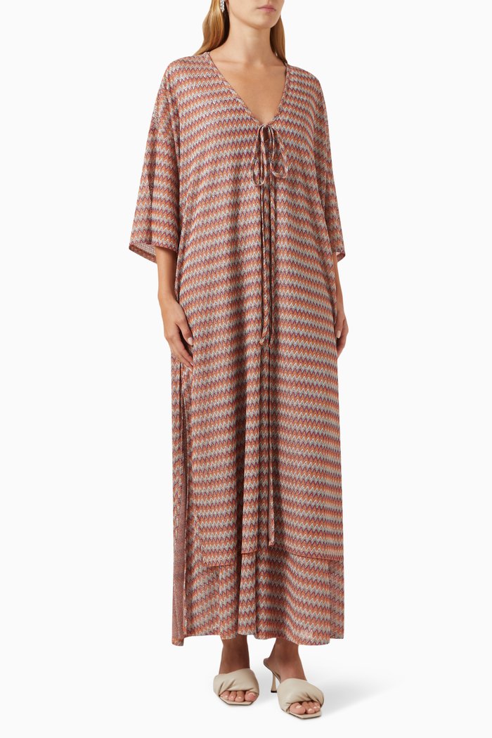 

Eremita Beach Coverup Robe in Lurex-jacquard Jersey, Brown
