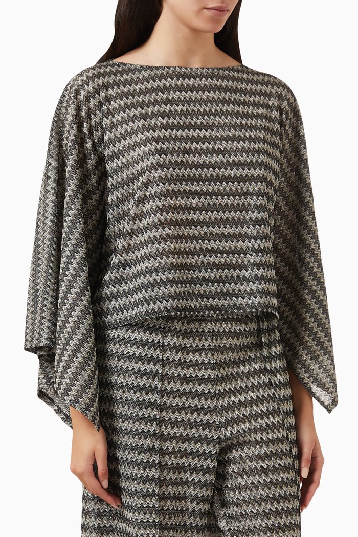 

Melange Top in Lurex-jacquard Jersey, Black