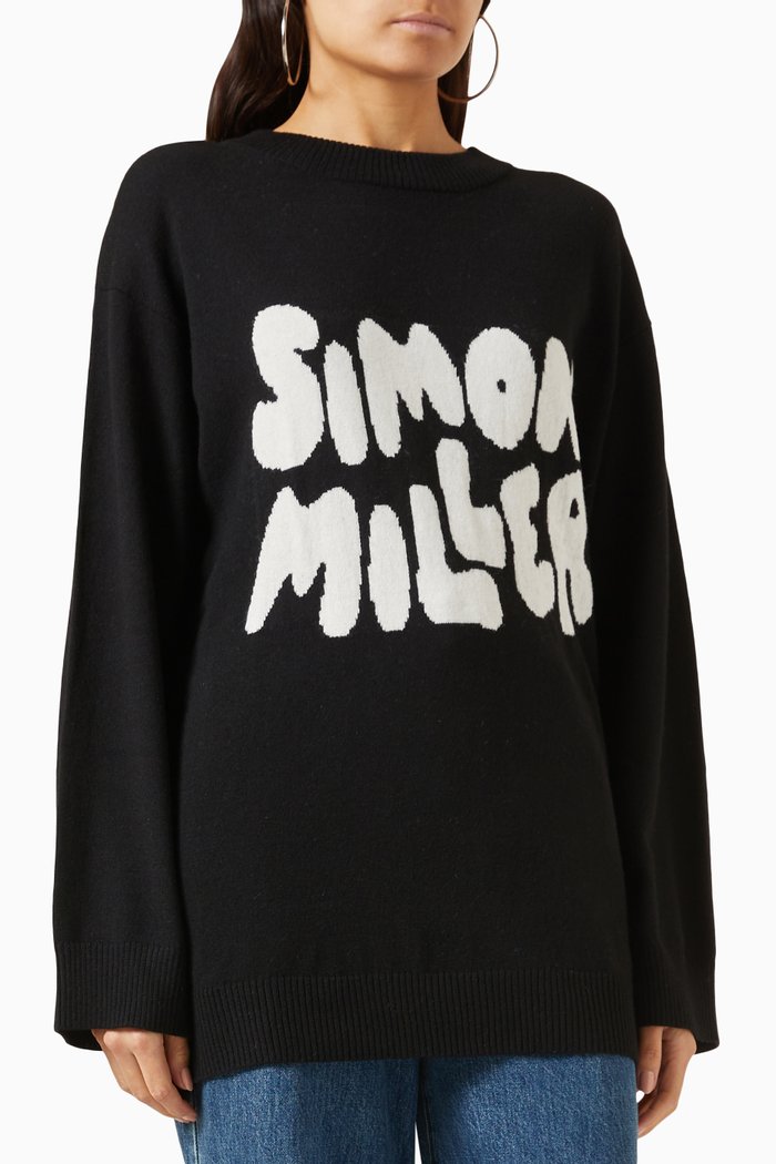 Ray Embellished Sweater in Rib-knit, Black