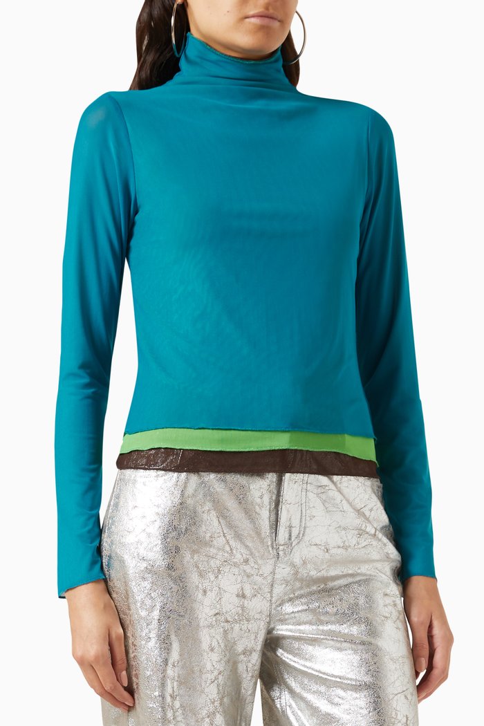 

Wendell High-neck Layered Top, Blue