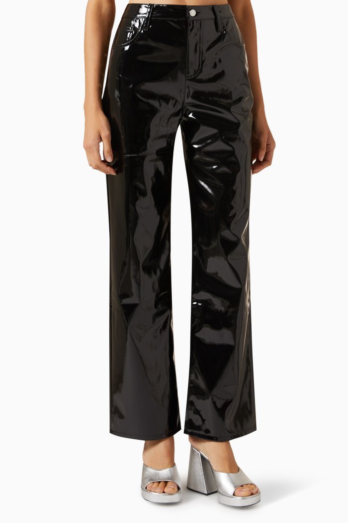 

Patent Wide-leg Pants, Black
