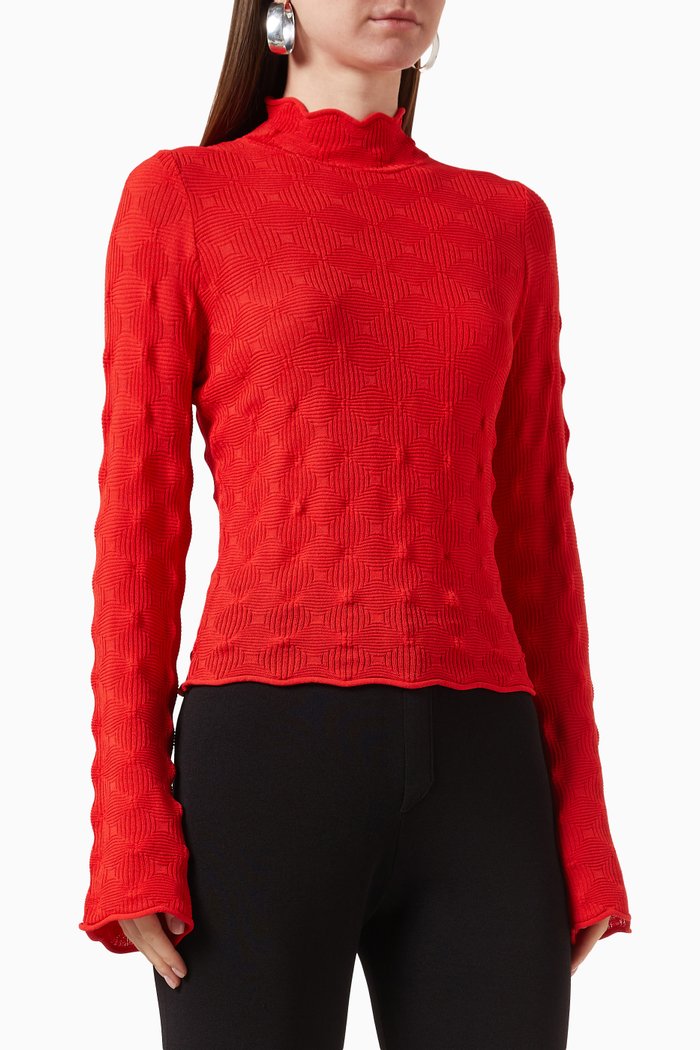 

Peep Pullover Sweater in Viscose Knit, Orange