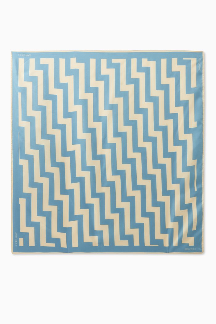 Reta Avenue Print Scarf in Silk, Blue