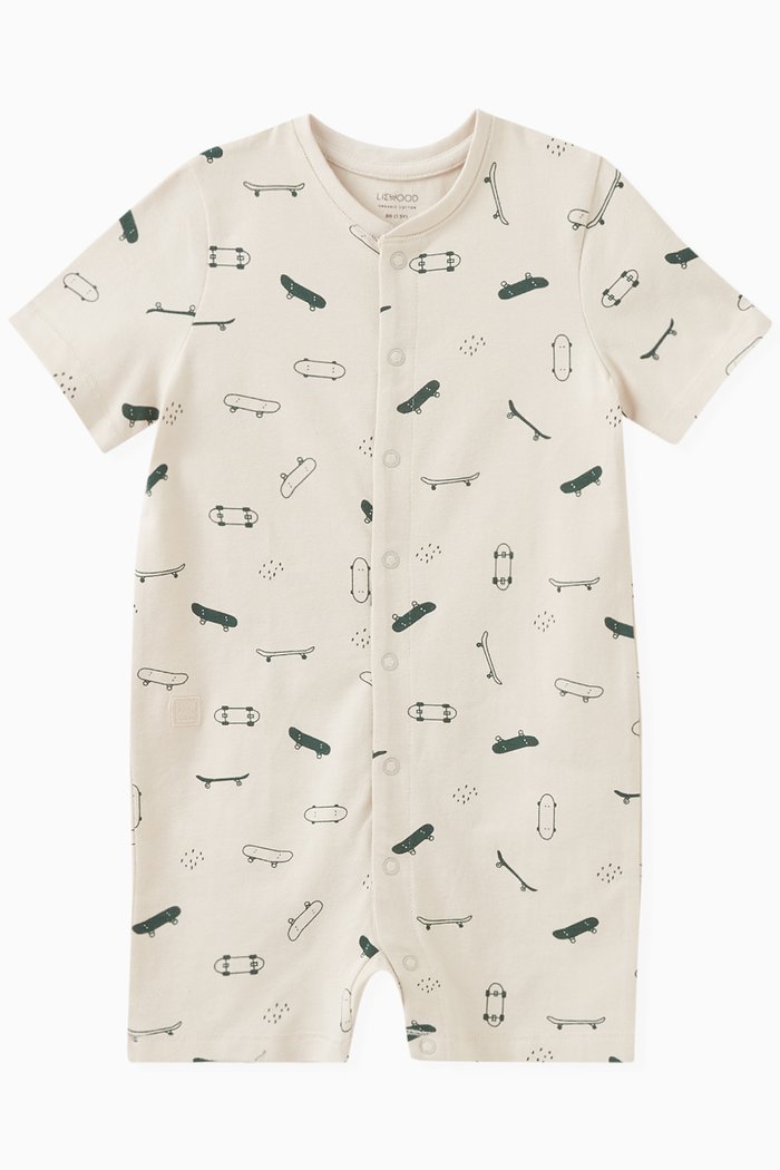 

Skateboard-print Romper in Cotton, Multicolour