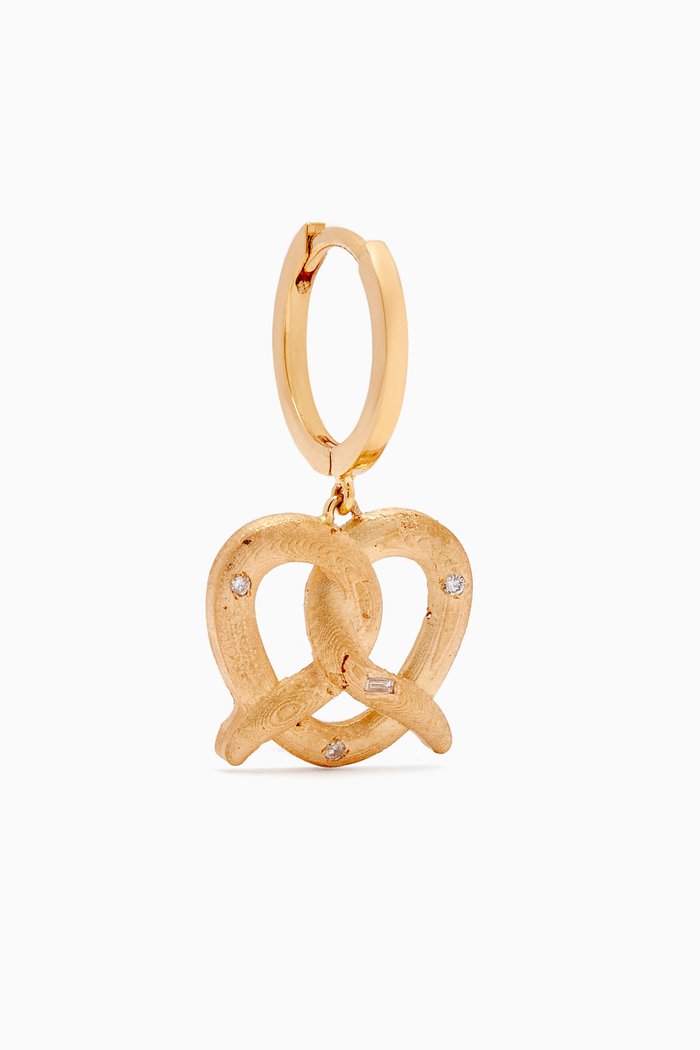 

Salted Bretzel Diamond Single Earring in 18kt Yellow Gold