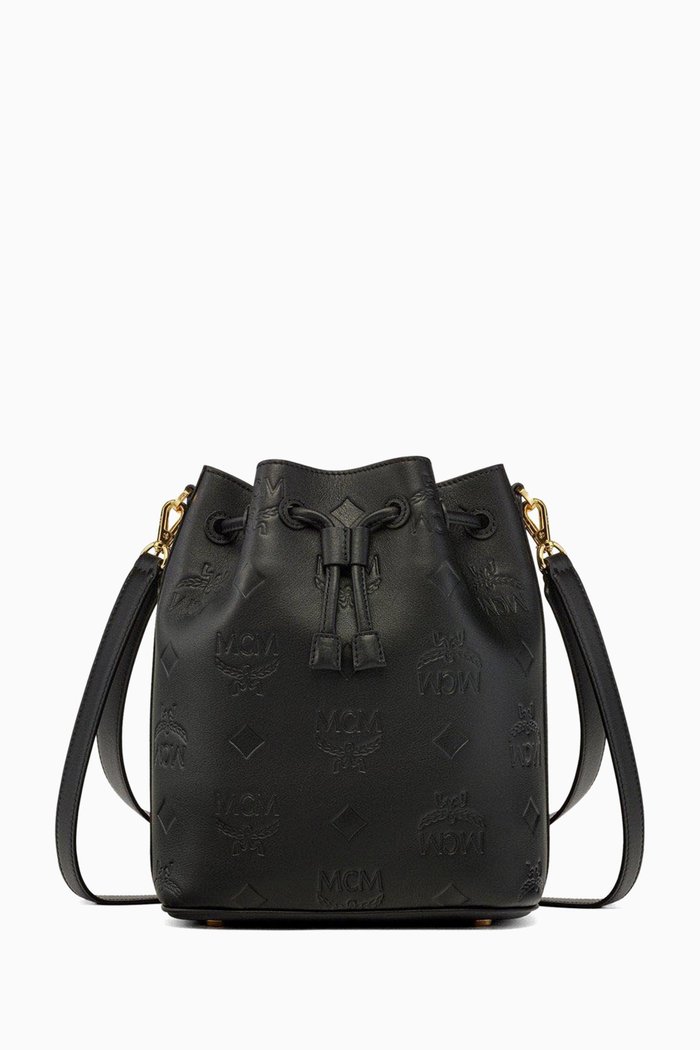 

Medium Dessau Drawstring Bag in Embossed Monogram Leather, Black