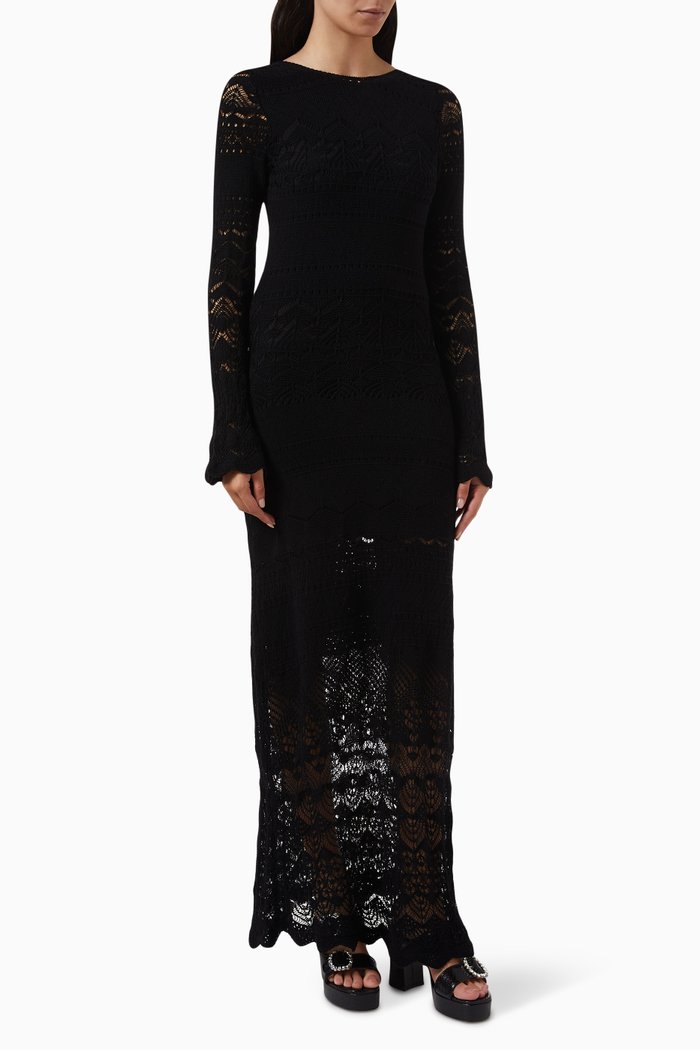 

Ristale Open Knit Dress, Black