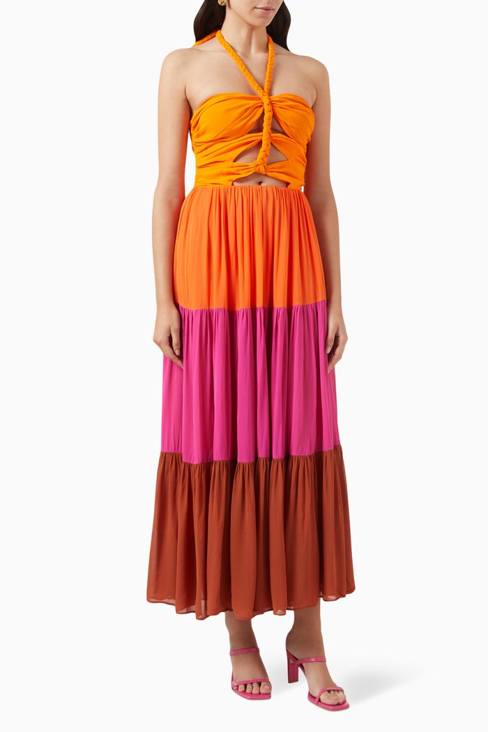 

Warm Colour-blocking Dress in Viscose, Multicolour