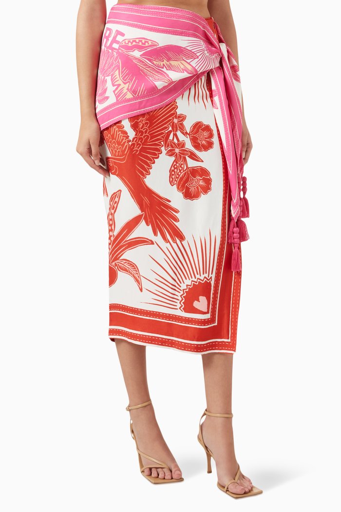 

Tropical Dream Midi Skirt in Viscose, Pink