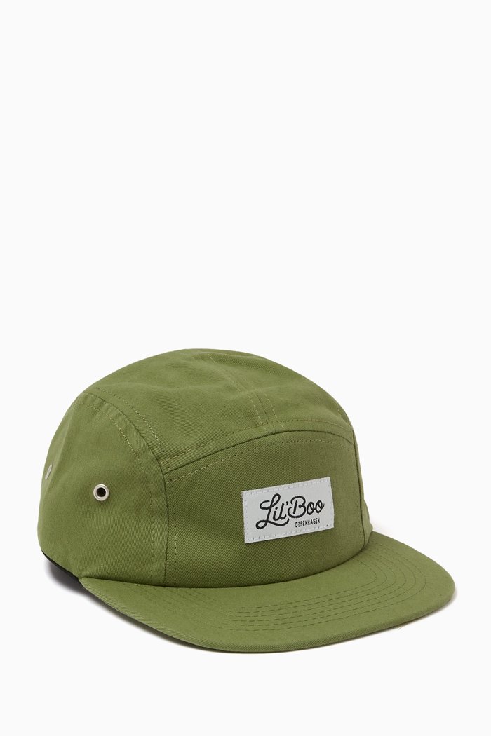 Logo-patch Cap in Organic Cotton, Green