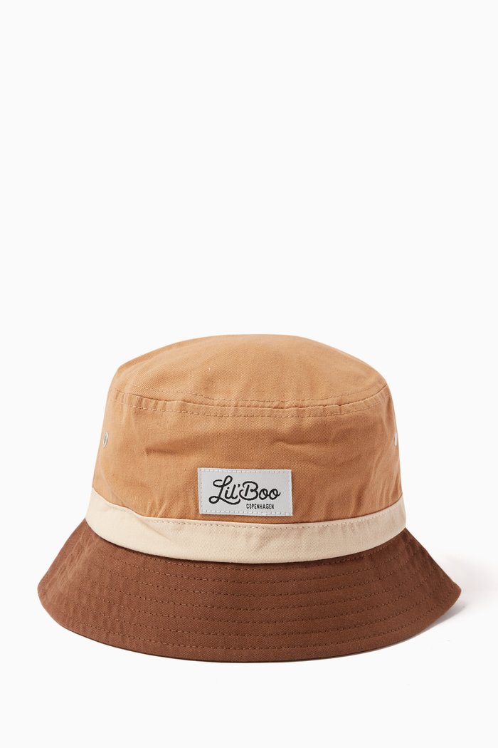 

Colour-block Bucket Hat in Organic Cotton, Brown