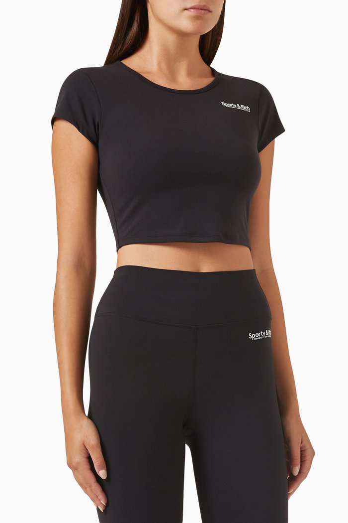 

Club Logo Cropped T-shirt in Jersey, Black