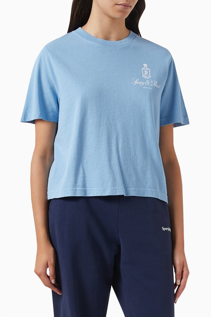

Vendome Cropped T-shirt in Cotton, Blue