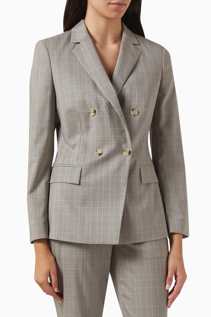 

Checked Blazer in Wool-blend, Grey