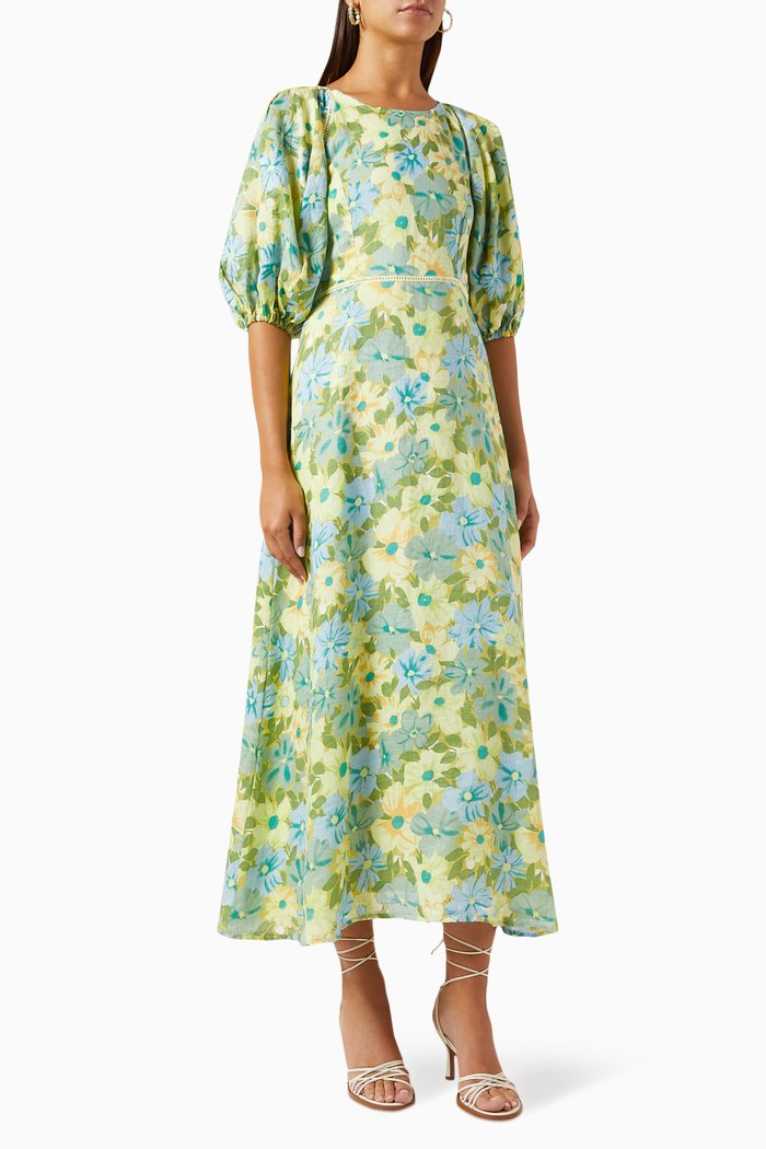 

Valerina Maxi Dress in Linen, Green