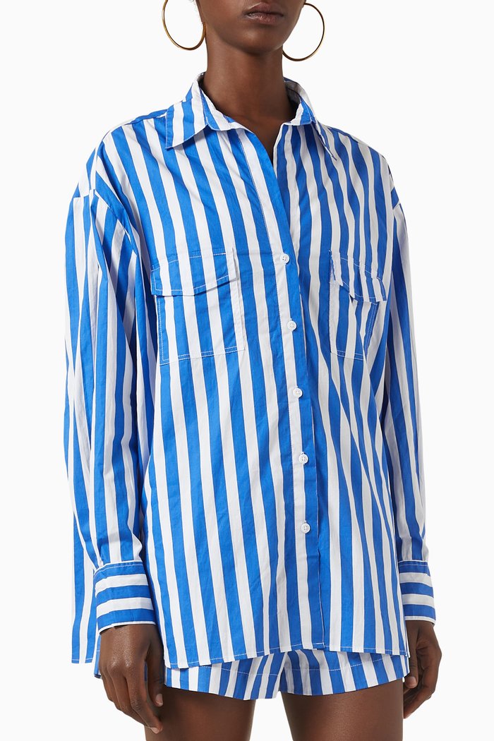 

Tyde Shirt in Cotton Poplin, Blue