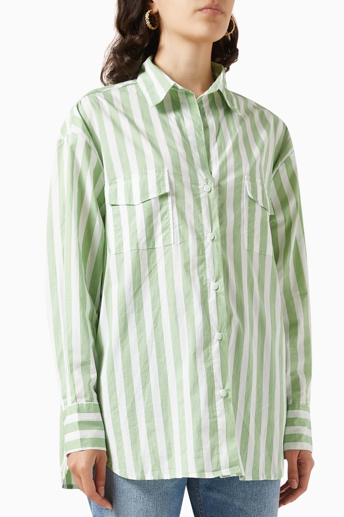 

Tyde Shirt in Cotton Poplin, Green